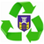 Grafika z znakiem recyklingu i herbem gminy w centrum
