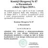 Obwieszczenie Komisji Okręgowej Nr 87 w Harasiukach z dnia 12 lipca 2019 r.