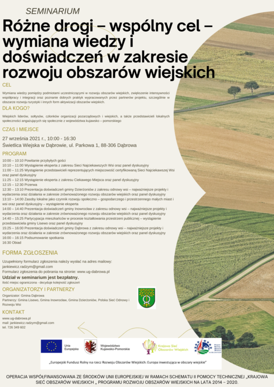 Seminarium „Różne drogi – wspólny cel – wymiana wiedzy i doświadczeń w zakresie rozwoju obszarów wiejskich”