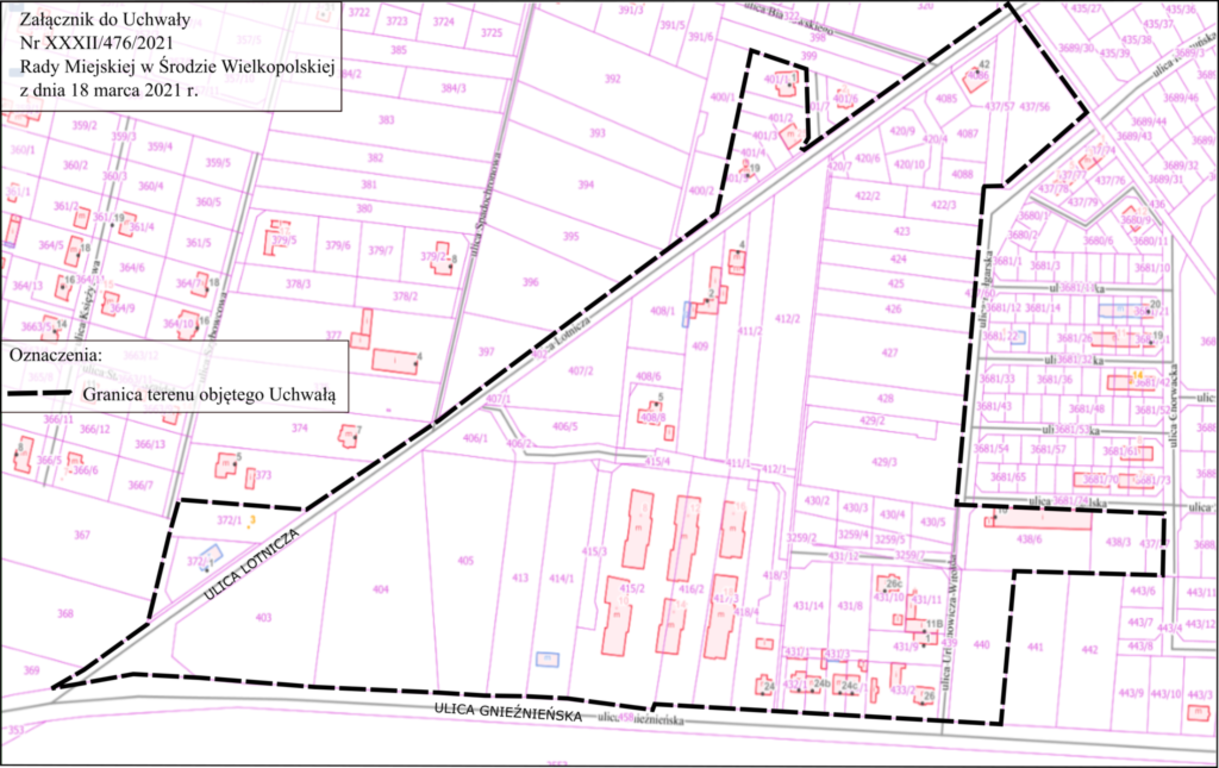 210401_zalacznik_do_uchwaly_nr_xxxii4762021.png Załącznik do Uchwały przedstawiający teren objęty mpzp Gnieźnieńska Lotnicza (II)